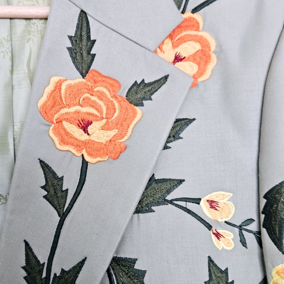 Addicted Bespoken Floral Embroidered Statement Blazer Men’s M - Picture 7 of 14